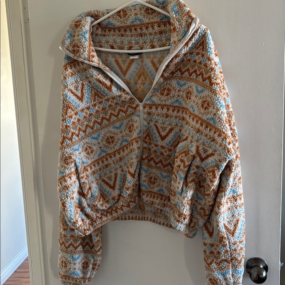 Patterned Fleece Zip-Up Jacket